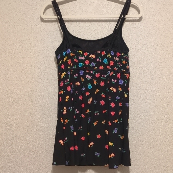 St. John's Bay black floral camisole one piece tank swim suit - Picture 5 of 8